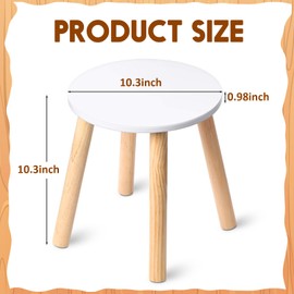 Wenqik 4 Pcs Wooden Stool Sitting 9 Inch 4 Legged Small Wooden Step Stool Solid Hard Wood Cute Milking Stool Sturdy Wooden Chair for Bedroom Playroom Furniture