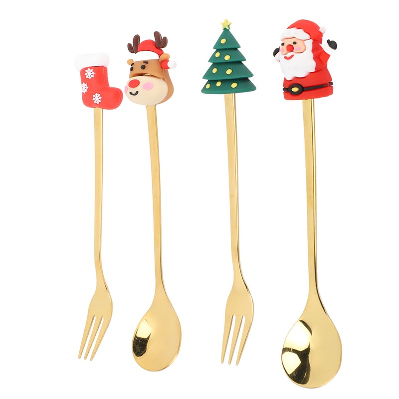 Christmas Spoons Forks Stainless Steel Cute Stylish Christmas Tableware Set