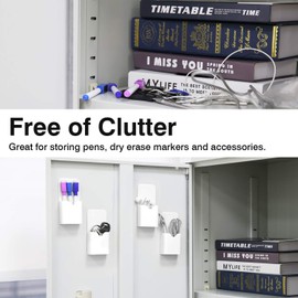 MoKo Magnetic Pen Holder, Whiteboard Accessories for Whiteboard Marker & Whiteboard Pens, Pen Holder Magnetic for School Life, Home, Fridge, Locker - Pack of 4, White