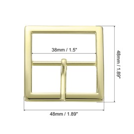 uxcell Metal Roller Buckle, 1.5 Inch Single Prong Belt Buckle Square Center Bar Buckles for Leather Craft Accessories Belt, Gold