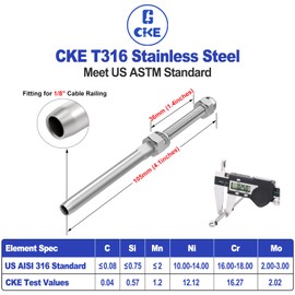 CKE 20 Pack Cable Railing Kit, Hand Swage Threaded Stud Tensioner End Fitting Terminal for 3/16" Cable for 2x2 Wood/Metal Post, T316 Stainless Steel Cable Railing Hardware Tensioner CR06
