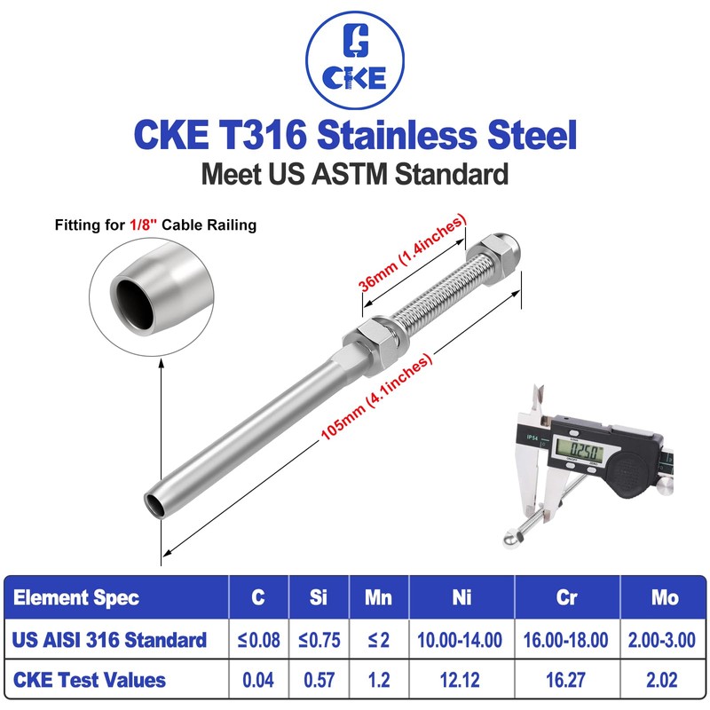 CKE 20 Pack Cable Railing Kit, Hand Swage Threaded Stud