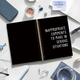 LIANGW Funny Notebooks for Work, Sarcastic Notebooks for Work, Funny Office Gifts for Coworkers, Funny Office Supplies, Black Hardcover Spiral Notebook 5.5x8.3 Inch