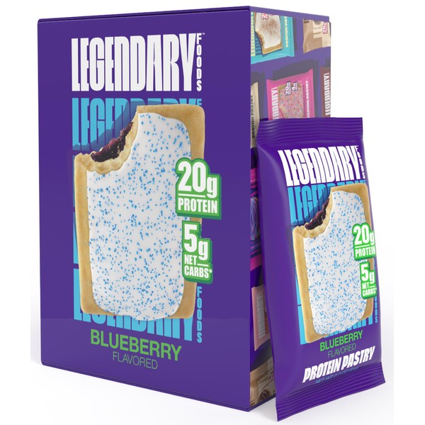 Legendary Foods 20 gr Protein Pastry | Low Carb Tasty Protein Bar Alternative | Keto Friendly | No Sugar Added | High Protein Snacks | On-The-Go Breakfast | Keto Food - Blueberry (8-Pack)