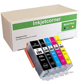 Inkjetcorner Compatible Ink Cartridge Replacement for PGI-280XXL CLI-281XXL PGI 280 XXL CLI 281 XXL for use with TS6320 TR8620 TR8622 TS6220 TR8520 TR7520 TS6120 TS9520 (5 Pack)