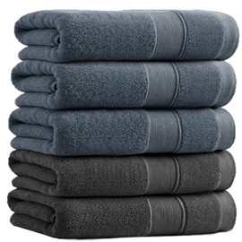 HOSUR Face Towel, 100% Cotton, Hotel Specifications, Thick, Fluffy, Volume, Fast Absorption, Durable, Quick Drying, Instant Absorption Durability, Plain, Less Pilling (Combination Color C, Set of 5