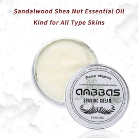 Anbbas 5.3OZ Shaving Cream Body Cream for Men Women Wet Shave Latheing,Sensitive Skin,Sandalwood Shea Nut Essential Oil