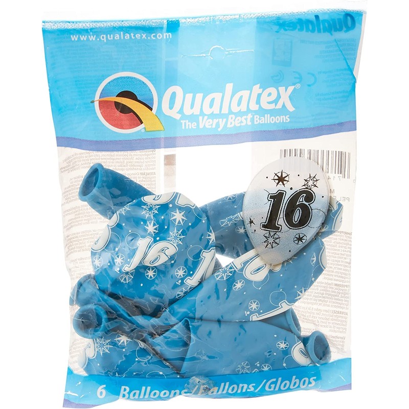 Qualatex 53444 Balloons, Blue, 16th Sparkle Latex 11-Inch