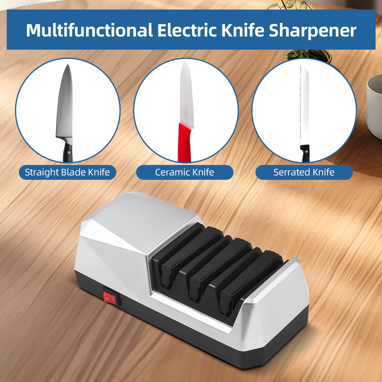 Electric Knife Sharpener Multifunctional 3-Stage Slots Kitchen Knives ...