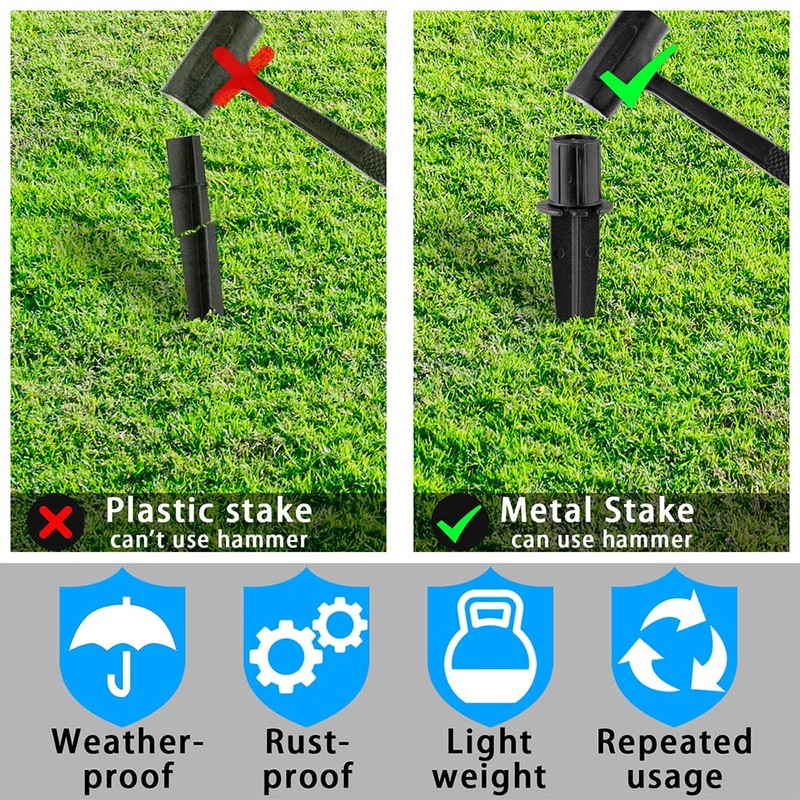 Metal Stakes Solar Lights Replacement Spike - Outdoor Ground Stake