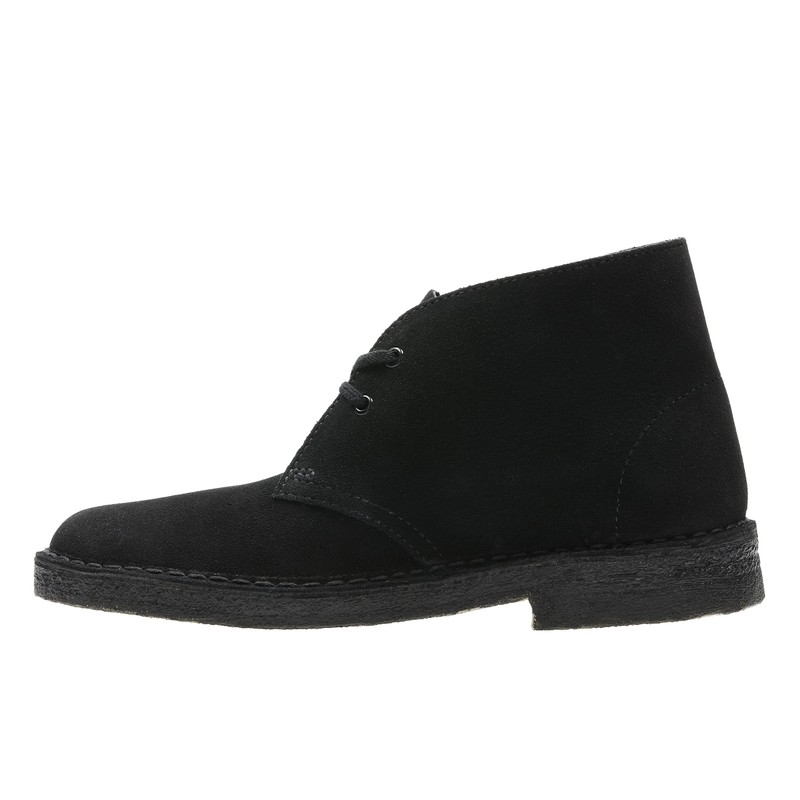 Clarks womens Desert Boot., Black Suede, 8.5