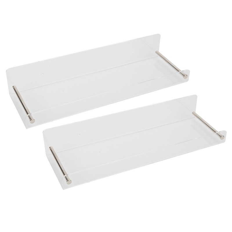 2Pcs Floating Wall Ledge Shelf Acrylic Concealed Bathroom Rack for