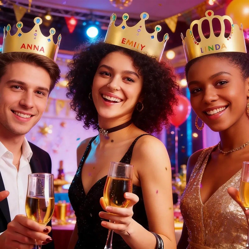 71 Coronas Rey Diy De Fiesta Dorada Con Calcomanía Oro