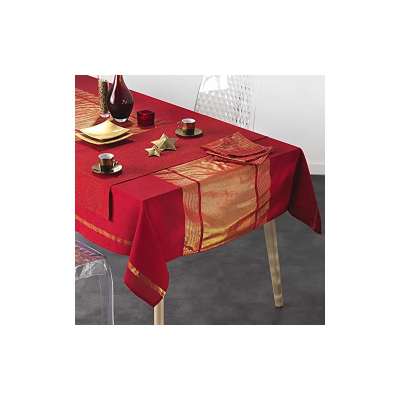 Douceur d'Intérieur ELEGANCIA 3 Napkins, Red/Gold, 40 x 40 cm