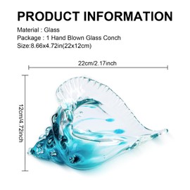 Xnqelerate Glass Conch Shell, Hand Blown Glass Conch Statue Seashell Art Glass Figurine Glass Art Sculpture for Dining Table,Bedroom, Bookshelf, Office,Home Decor Collectible Statue