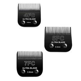 Detachable Pet Dog Grooming Clipper Ceramic Blades Set,Compatible with Andis,Oster A5,Wahl KM10 Series Clippers,Black (4FC+5FC+7FC)