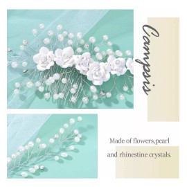 Campsis Diadema Para Niña De Flores, Diseño De Perlas Blanca