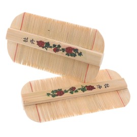 Baluue 2pcs Bamboo Dandruff Removal Comb Grooming Tool for Scalp Care Efficient Cat and Dog Hair Comb Compact Portable for Travel and Home Use