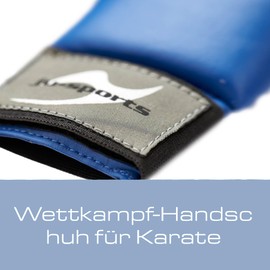 Ju-Sports Karate Gloves - Blue, Faux Leather I Padded Hands Protection for Training & Competition I Karate Hand Protection with 2 Loops without Thumb I Size S
