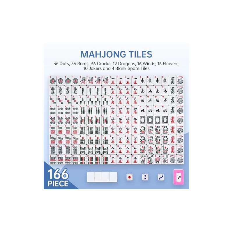 American Mahjong Tile Set Include 166 Tiles 4 All-in-One Mahjong