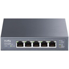 Cudy - Interruptor Ethernet Multi-Gigabit de 5 puertos, 5 puertos Ethernet RJ45 de 2.5 Gbps, puertos completos de 2.5 Gbps, detección de bucle, ahorro de energía 802.3az, soporte de computadora o