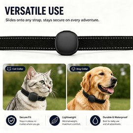DLENP 2-Pack Waterproof Dustproof Anti-Scratch Silicone Case for Tile Sticker, Protective Holder for Dog Cat Collar, Luggage, Backpack - Black + Dark Blue