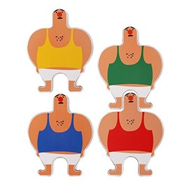 Kikkerland Coasters (Set of 4), Cork, Assorted Colours, 11.4 x 2 x 16.7 cm