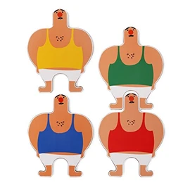 Kikkerland Coasters (Set of 4), Cork, Assorted Colours, 11.4 x 2 x 16.7 cm