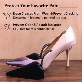FootFitter Foam Shoe Tree with Handle for Women's High Heels - Pointed Toe Travel High Heel Shoe Trees (One or Three Pairs) (Pair of Pointed Toe Trees (Size 5-8))