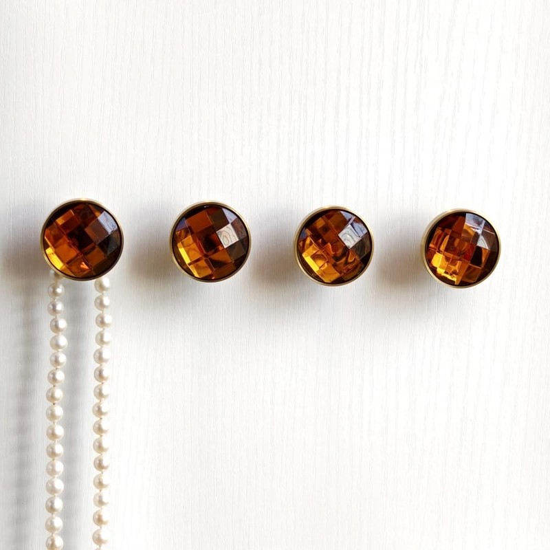 WIN CHAMP Solid Brass Rhinestone Wall Hooks, Coat Backpack Purse