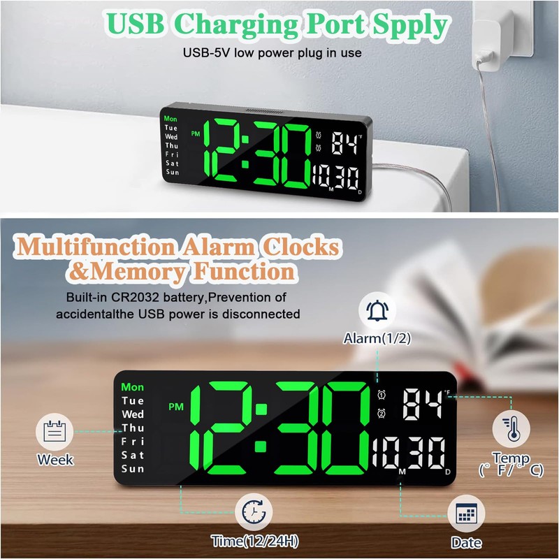 13 inch/16 Inch Digital Wall Clock, LED Wall Clock, Large