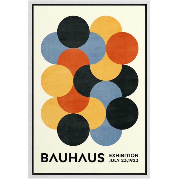 MUDECOR Framed Canvas Print Wall Art Geometric Colorful Circle Bauhaus