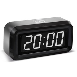 Timegyro Digital Alarm Clock Battery Operated with LED Display for Bedrooms, Long Battery Life for 12 Months, 3 Brightness Adjustable, 12/24 Hour, Snooze, Black Case with White Digits