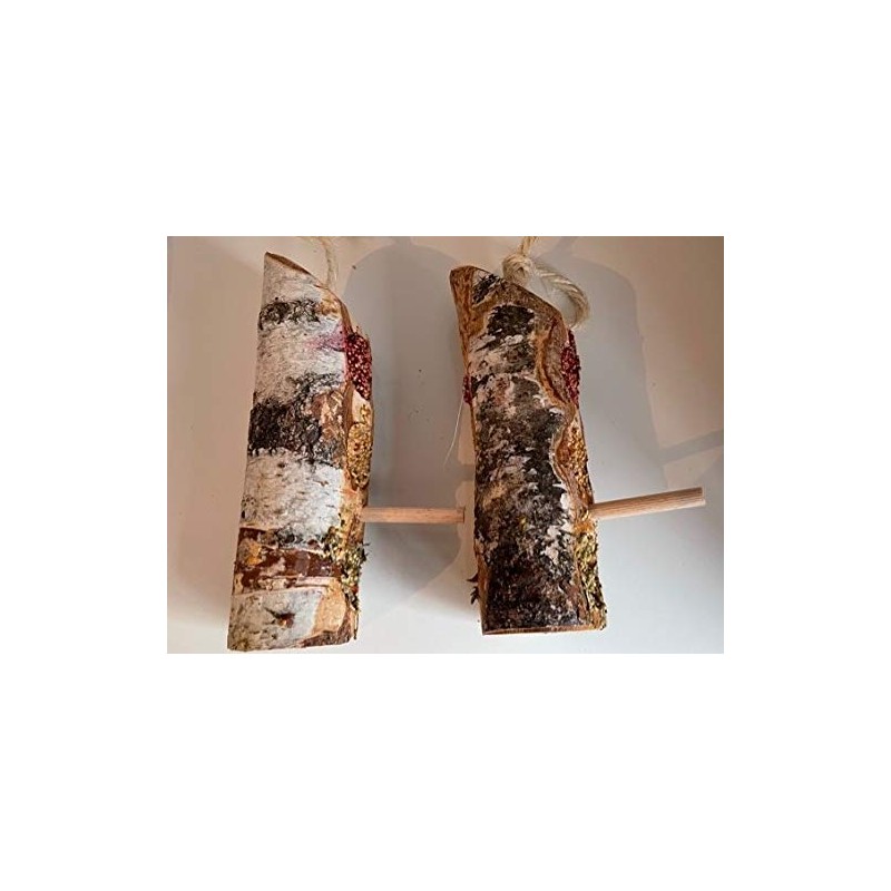 Wild Bird Log Feeder with Seeds and Perch (Pack of