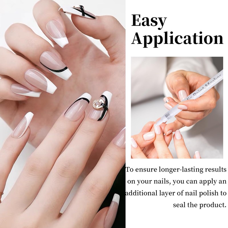 GMHLLES 2PCS Uick Dry Fine Tips Nail Art Pens,White Nail