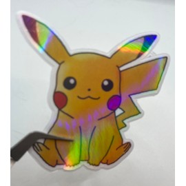 Ashley E Glidewell Pixel Art Holographic Vinyl Sticker fits Watercolor Pikachu