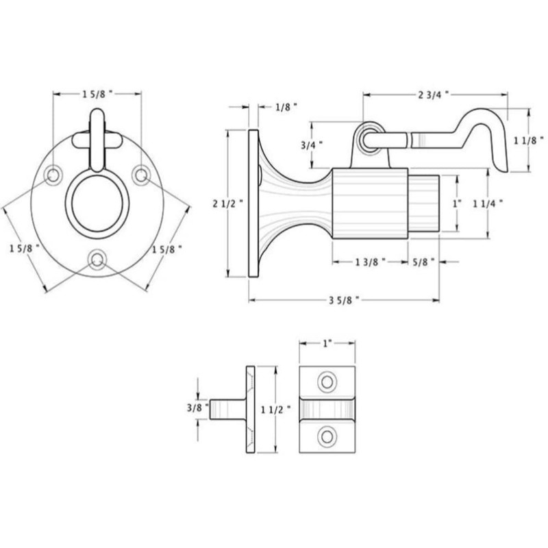 Deltana SAHW325U3 3-5/8-Inch Projection Wall Mount Bumper with Holder