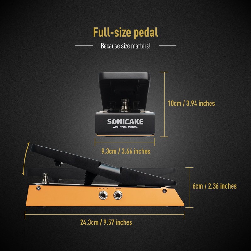SONICAKE Wah Active Volume Pedal, Wah & Volume 2 in