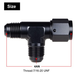 VehiMata 4AN Male Flare Tee Fitting to AN4 on Run Female Swivel