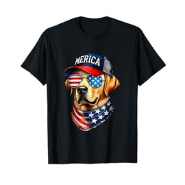 Yellow Labrador Retriever 4th of July Merica USA Flag Lab T-Shirt