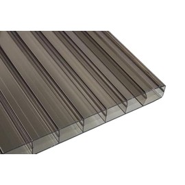 Falken Design Bronze Twin Wall Polycarbonate Panel - 24" x 48" x 1/4" (6mm) - UV Resistant Lightweight, Shatterproof Roof Sheet for DIY, Greenhouses, Sheds & Outdoor Use