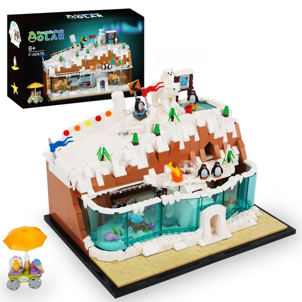 NKTOIEYS Polar Bear and Penguin House Building Blocks Set,Snowy Penguin