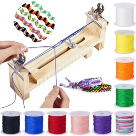 Burbell 13 Pcs Wooden Bracelet Jig Kit Adjustable Clear Scale Bracelet Maker 10 Roll 22 yd DIY Nylon String 2 Pcs Clamp Making Tools for Necklaces Car Hangings