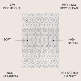 JONATHAN Y MOH101B-9SQ Moroccan Hype Boho Vintage Diamond Cream/Gray 9' Square Area Rug, Pet Friendly, Non Shedding, Stain Resistant, Easy-Cleaning for Home, Bedroom, Living Room, Kitchen