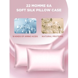 Mulberry Silk Pillowcase for Hair and Skin, SGMSILK 22 Momme Natural Silk Pillow Cases with Zipper, 6A Soft and Smooth Single Sided Pure Silk Pillow Cover (Soft Pink, Standard 20"x26")