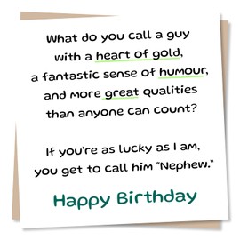 Heartfelt Birthday Card For Nephew - I Am Lucky To Call You My Nephew - Nephew Birthday Card From Aunty or Uncle