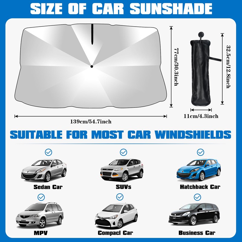Sonnenschutz Auto Frontscheibe, Auto Sonnenschutz zu Frontscheibe Faltbar, Selbsthaftend UV