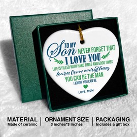 Son Christmas Ornament Gifts, You Can Be The Man I Know You Can Be, Christmas Tree Keepsake Ornaments Gifts for Son from Mom Mother, Holiday Decor Christmas Tree Decorations Ornaments Sign