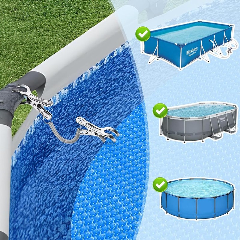10 PCS Stainless Steel Swimming Pool Cover Clips,for Aboves Ground