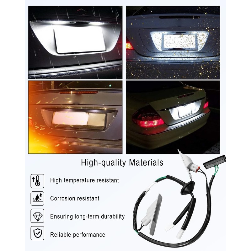 HUQUZN Rear License Plate Lamp Light Socket Wire Harness Fit